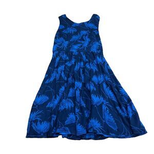 Maple Womens 4 Blue Black Floral Print Sleeveless Fit Flare A Line Dress